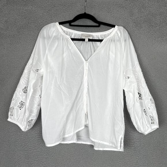 Cleobella Tops - Cleobella Lea Blouse Top Womens Medium White Beachy Cut Out Sleeves Summer